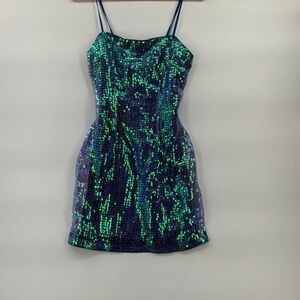 12th Tribe Blue and Green Sequin Dress